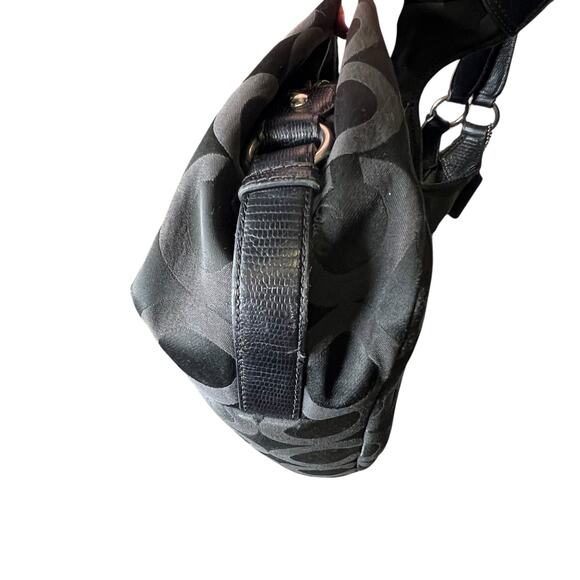 Coach Madison Maggie Op Art Sateen Shoulder Bag Black 21125 Hobo Purse - Picture 4 of 8